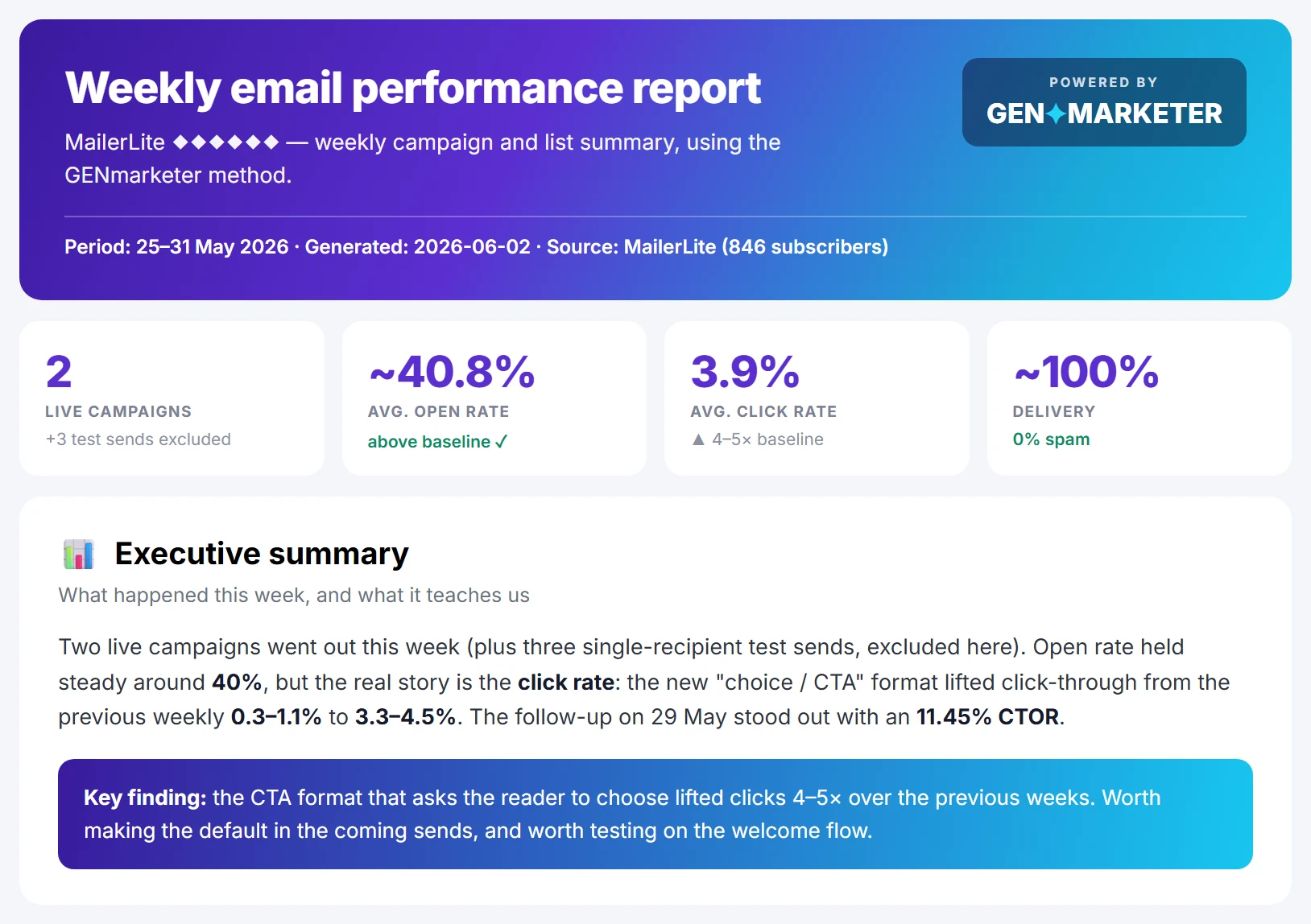 Email campaign performance report