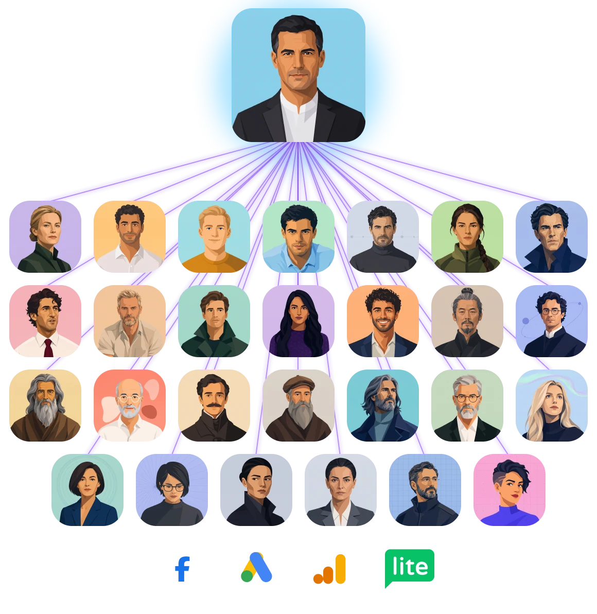 The team lead coordinates several marketing specialists around one goal